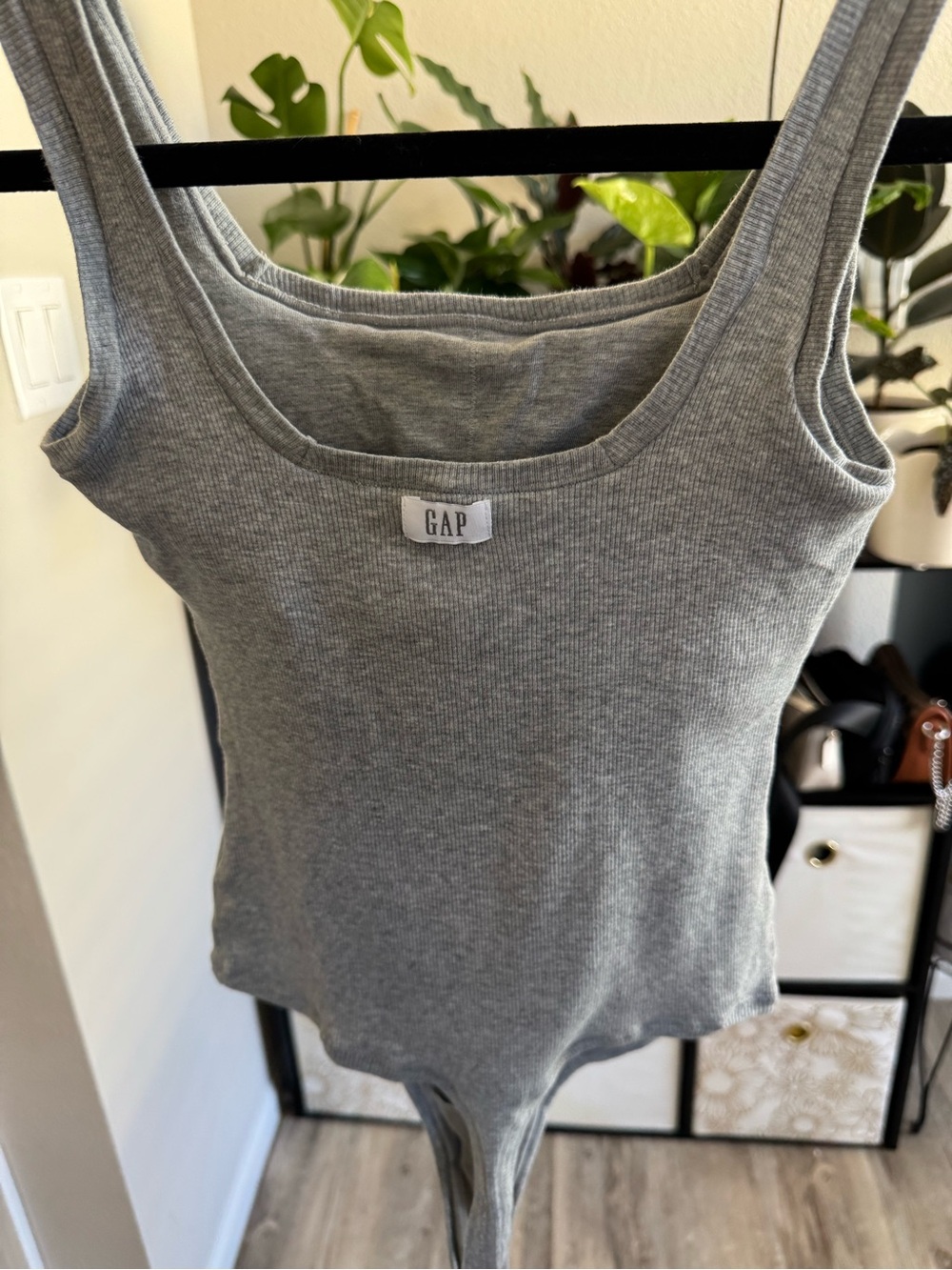 GAP Light Gray Ribbed Scoop Neck Bodysuit - Picture 3 of 3